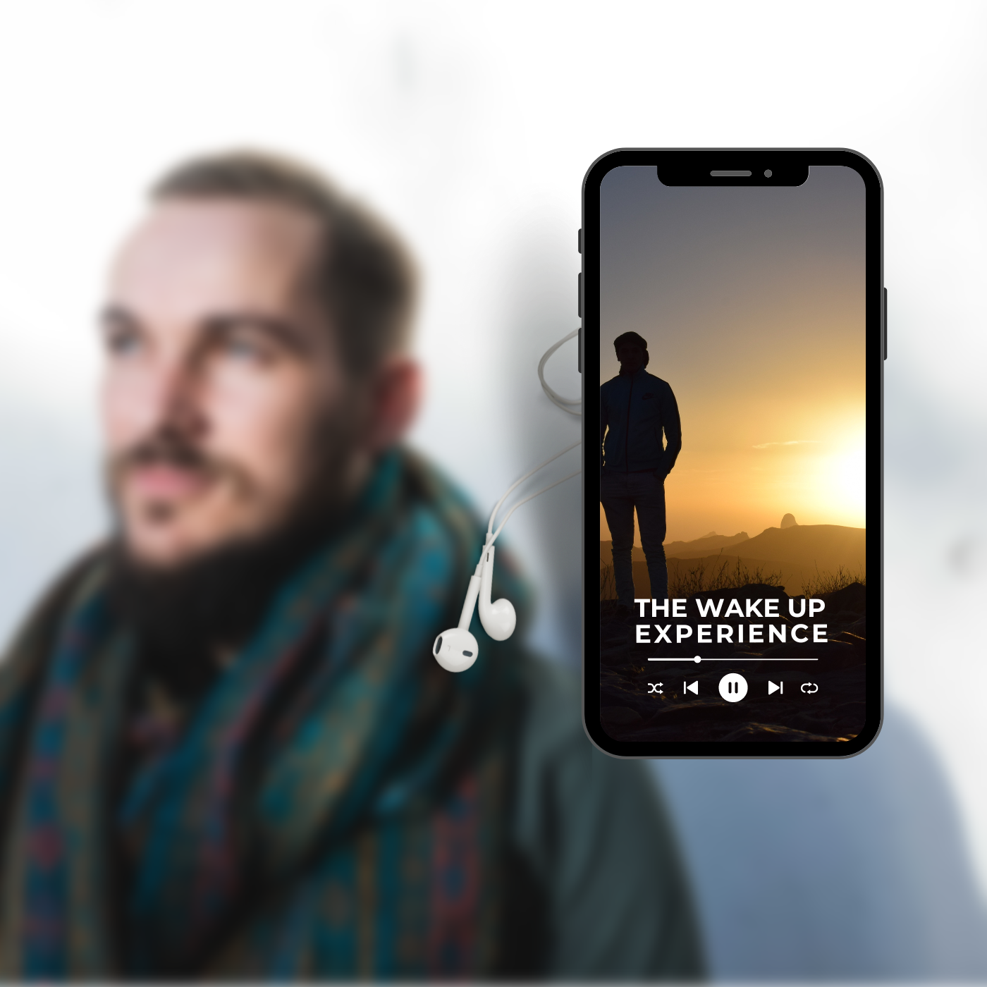 Mobile Phone Album Cover with Clouds and Silhouette